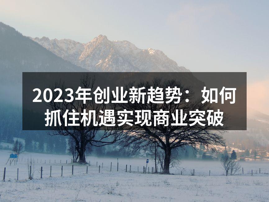 2023年创业新趋势：如何抓住机遇实现商业突破